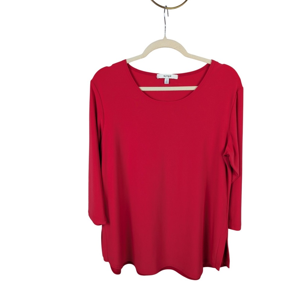Sympli Tunic‎ Top Womens 12 Pink 3/4 Sleeve Side Slit Minimalist Stretch Canada